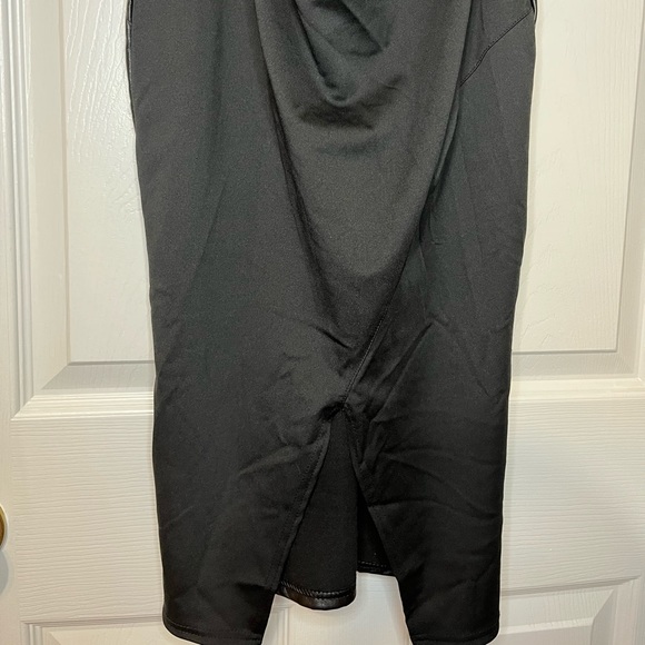 Plunge Halter Lace Faux Leather Midi Dress - Picture 8 of 8